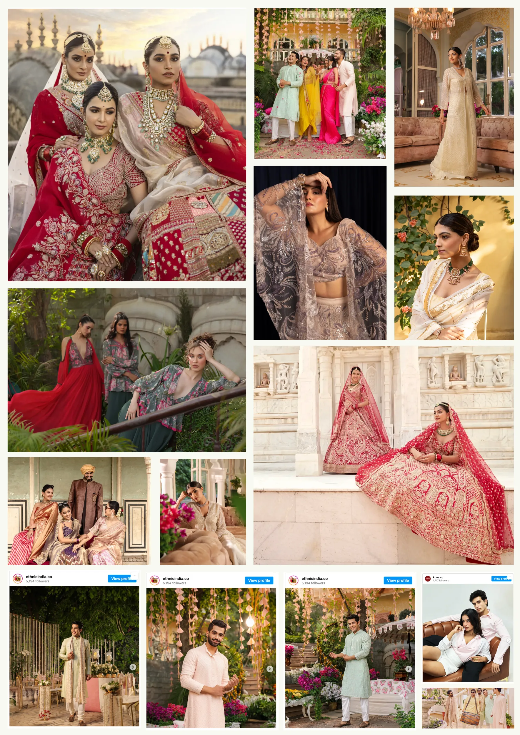 Collage of bridal and ethnic wear campaign photos created for Sage Media clients