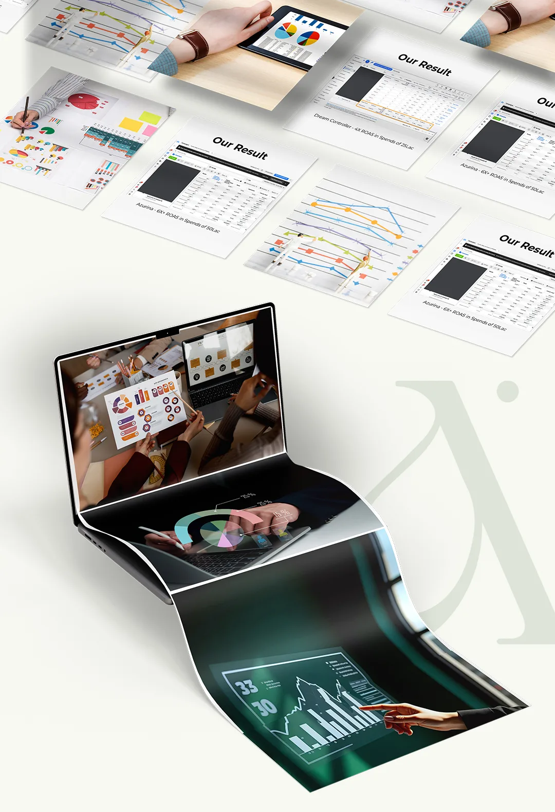 Campaign result reports and performance charts prepared by Sage Media