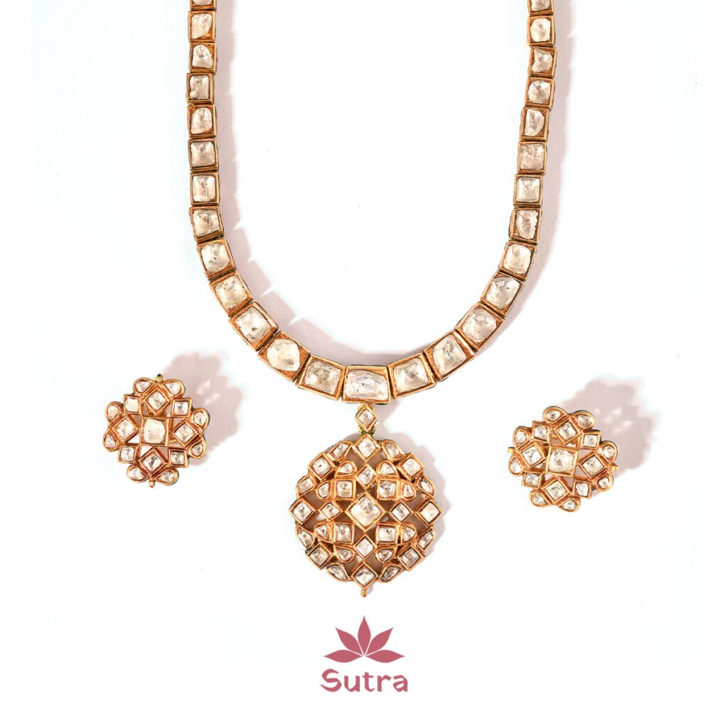 Sutra Fine Jewellery polki necklace and earrings set