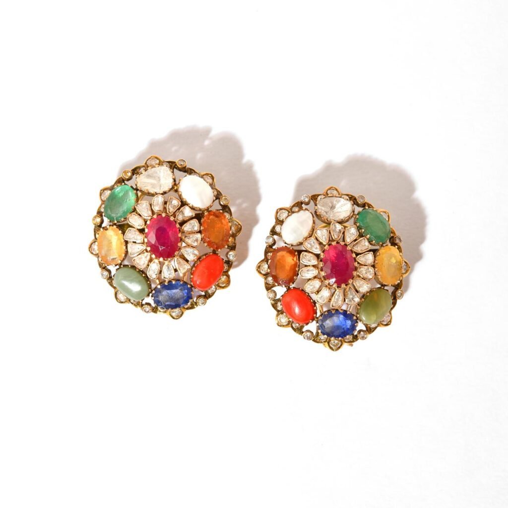 Sutra Fine Jewellery navratna stud earrings