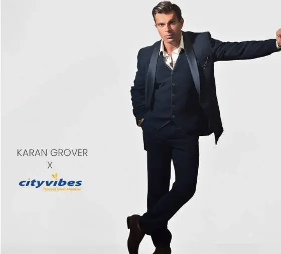 Karan Grover x City Vibes campaign in a black suit