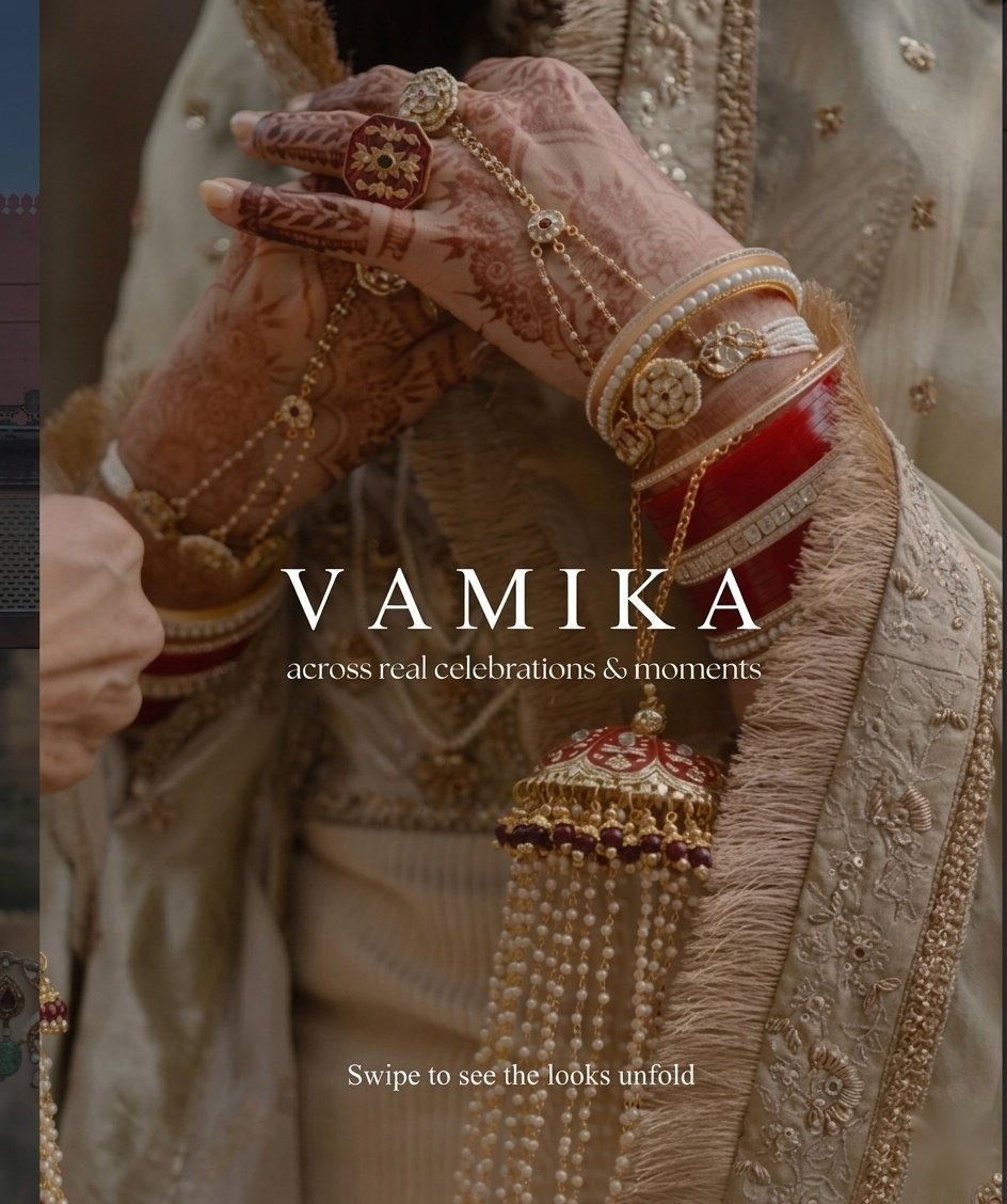 Vamika Silver post with bridal bangles and hand jewellery across real celebrations